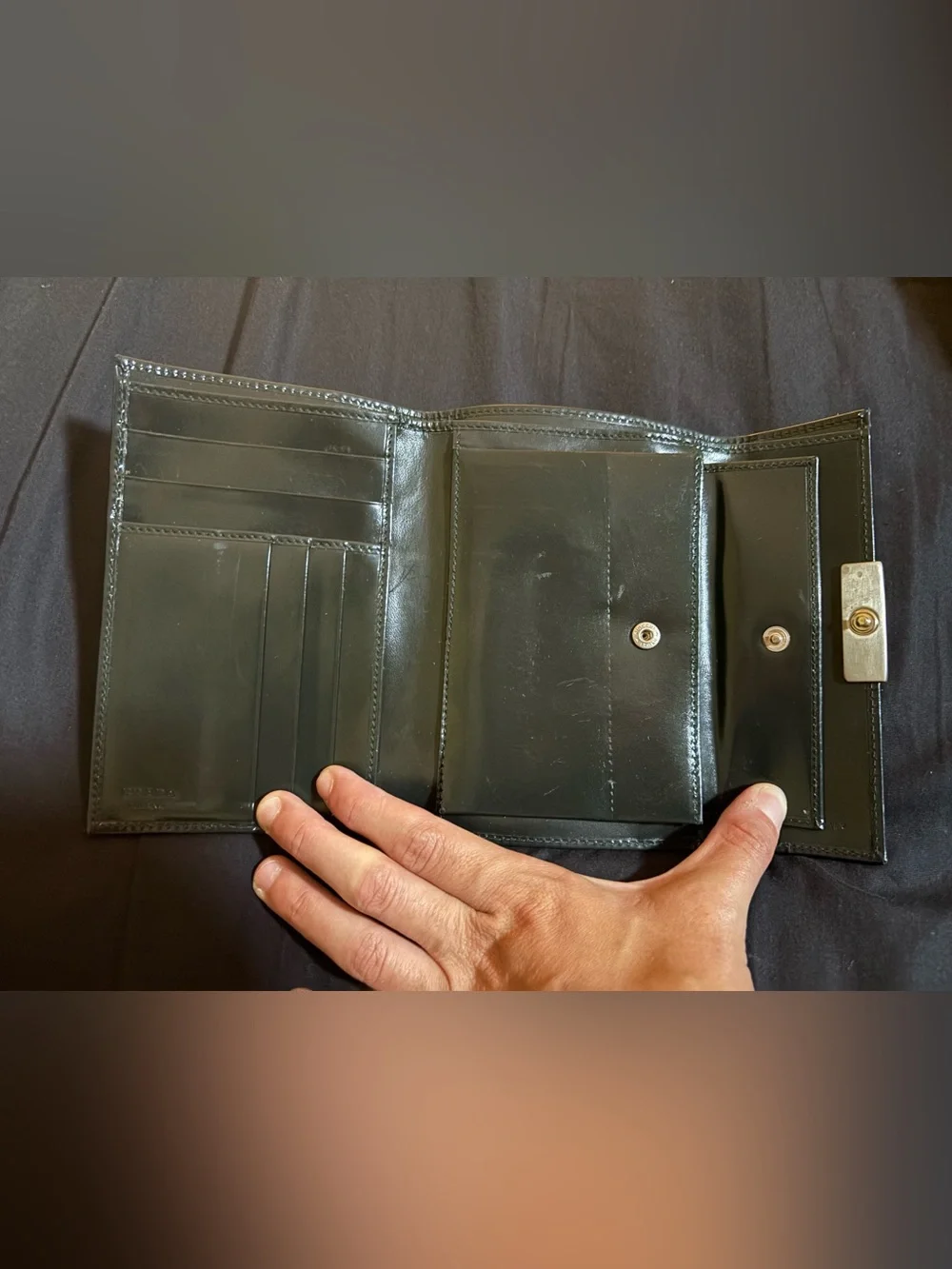 Prada Black Calf Leather Continental Wallet - Picture 5 of 7